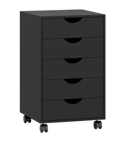 Cajonera Oficina con Ruedas y 5 Cajones Archivador Móvil, para Estudio Salón 40x40x67 cm Negro