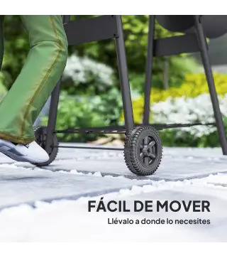 Barbacoa de Carbón 3 en 1 Ahumador Parilla de Carbón Barbacoa de BBQ 124x53x104 cm con Termómetro y Ruedas Estantes