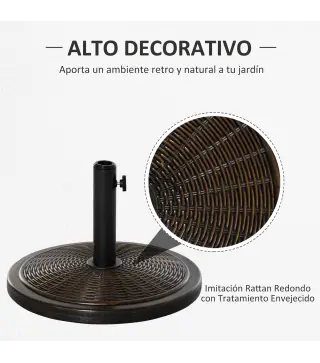 Base para Sombrilla de Jardín Peso Neto 13 kg Soporte de Parasol de Cemento Retro para Postes de 35mm/38mm/48mm para Terraza Pat