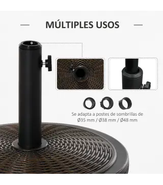 Base para Sombrilla de Jardín Peso Neto 13 kg Soporte de Parasol de Cemento Retro para Postes de 35mm/38mm/48mm para Terraza Pat