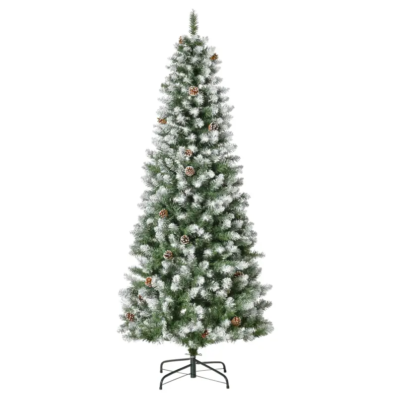 Árbol de Navidad 180 cm Árbol de Navidad Grande con 630 Puntas 37 Piñas Base Plegable y Soporte de Acero para Decoración de Inte