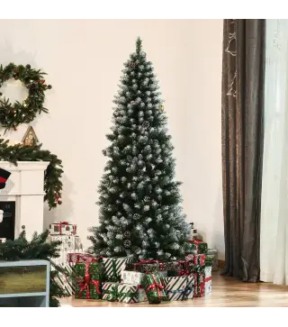 Árbol de Navidad 180 cm Árbol de Navidad Grande con 630 Puntas 37 Piñas Base Plegable y Soporte de Acero para Decoración de Inte