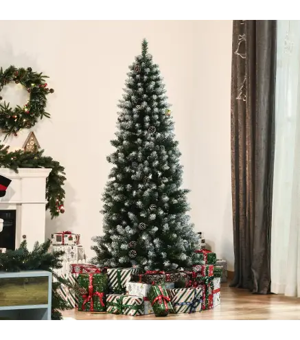 Árbol de Navidad 180 cm Árbol de Navidad Grande con 630 Puntas 37 Piñas Base Plegable y Soporte de Acero para Decoración de Inte