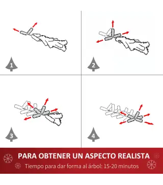 Árbol de Navidad 180 cm Árbol de Navidad Grande con 630 Puntas 37 Piñas Base Plegable y Soporte de Acero para Decoración de Inte