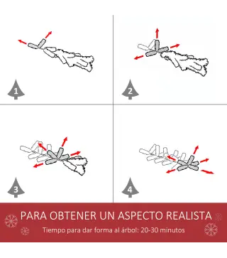 Árbol de Navidad Artificial de 180cm 618 Ramas Bayas y Piñas Puntas Nevadas Decoración Navideña de Interior Verde