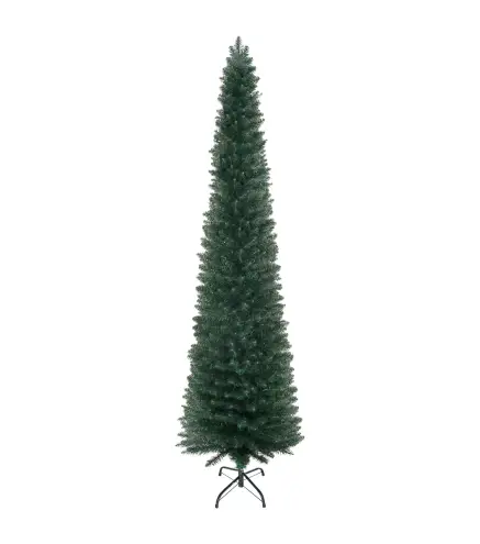 Árbol de Navidad Artificial Estrecho 210 cm con 510 Ramas, Base Plegable y Soporte Metálico Fácil Montaje Verde