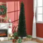 Árbol de Navidad Artificial Estrecho 210 cm con 510 Ramas, Base Plegable y Soporte Metálico Fácil Montaje Verde