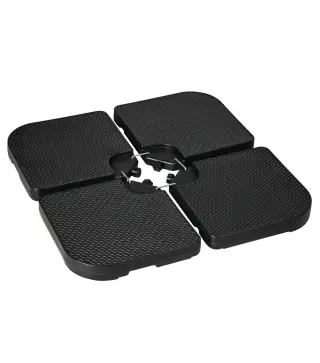 Base para Sombrilla de 4 Piezas Soporte para Parasol de HDPE Rellenable con Agua 59 kg o Arena 80 kg para Jardín Negro