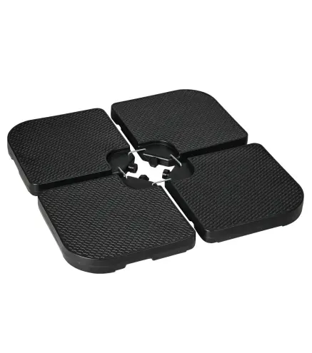 Base para Sombrilla de 4 Piezas Soporte para Parasol de HDPE Rellenable con Agua 59 kg o Arena 80 kg para Jardín Negro