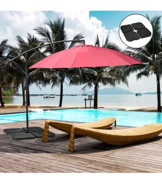 Base para Sombrilla de 4 Piezas Soporte para Parasol de HDPE Rellenable con Agua 59 kg o Arena 80 kg para Jardín Negro