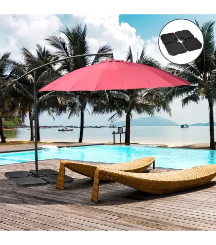 Base para Sombrilla de 4 Piezas Soporte para Parasol de HDPE Rellenable con Agua 59 kg o Arena 80 kg para Jardín Negro