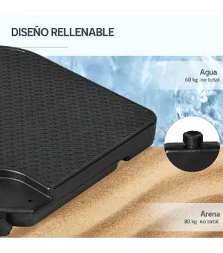 Base para Sombrilla de 4 Piezas Soporte para Parasol de HDPE Rellenable con Agua 59 kg o Arena 80 kg para Jardín Negro