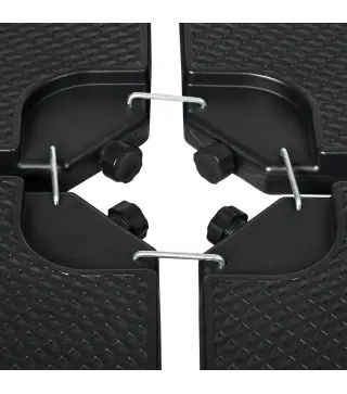 Base para Sombrilla de 4 Piezas Soporte para Parasol de HDPE Rellenable con Agua 59 kg o Arena 80 kg para Jardín Negro