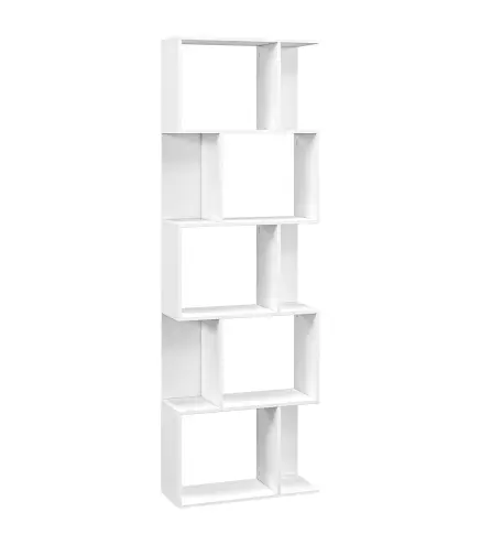 Estantería Librería de 5 Niveles en Forma de S con 10 Estantes para Dormitorio Estudio Oficina 60x24x184,5 cm Blanco