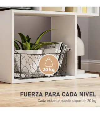 Estantería Librería de 5 Niveles en Forma de S con 10 Estantes para Dormitorio Estudio Oficina 60x24x184,5 cm Blanco