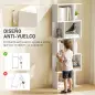 Estantería Librería de 5 Niveles en Forma de S con 10 Estantes para Dormitorio Estudio Oficina 60x24x184,5 cm Blanco