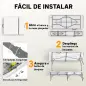 Conjunto de Camping Plegable de Mesa y Bancos Asas para Exterior 180x74x74 cm y 182x28x42 cm Blanco