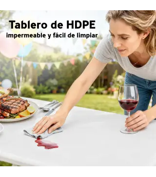 Conjunto de Camping Plegable de Mesa y Bancos Asas para Exterior 180x74x74 cm y 182x28x42 cm Blanco