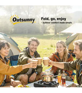 Conjunto de Camping Plegable de Mesa y Bancos Asas para Exterior 180x74x74 cm y 182x28x42 cm Blanco