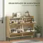 Zapatero Estrecho con 4 Cajones Abatibles y Superficie Elevada para 16 Pares de Zapatos para Espacios Reducidos Roble