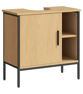 Mueble bajo Lavabo con Puerta y Estante Ajustable para Lavabo con Pedestal 60x30x59,5 cm Roble