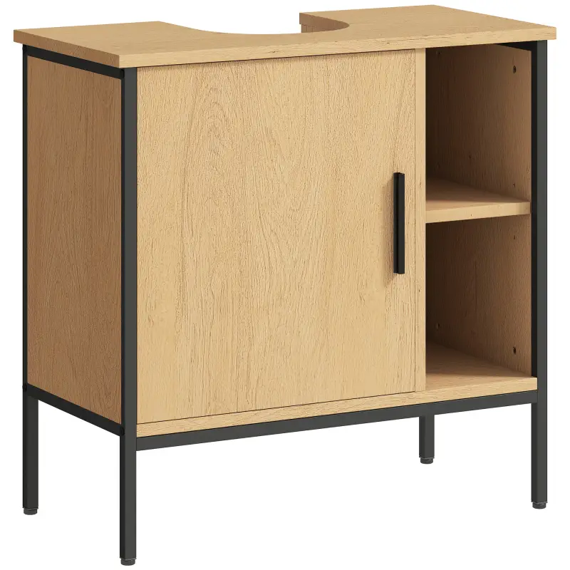 Mueble bajo Lavabo con Puerta y Estante Ajustable para Lavabo con Pedestal 60x30x59,5 cm Roble