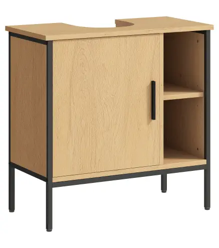 Mueble bajo Lavabo con Puerta y Estante Ajustable para Lavabo con Pedestal 60x30x59,5 cm Roble