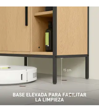 Mueble bajo Lavabo con Puerta y Estante Ajustable para Lavabo con Pedestal 60x30x59,5 cm Roble