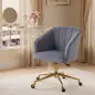 Silla de Oficina con Ruedas de Terciopelo con Respaldo Acolchado Altura Ajustable Espuma Alta Resiliencia Gris