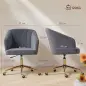Silla de Oficina con Ruedas de Terciopelo con Respaldo Acolchado Altura Ajustable Espuma Alta Resiliencia Gris