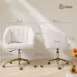 Silla de Oficina con Ruedas de Terciopelo con Respaldo Acolchado Altura Ajustable Espuma Alta Resiliencia Crema