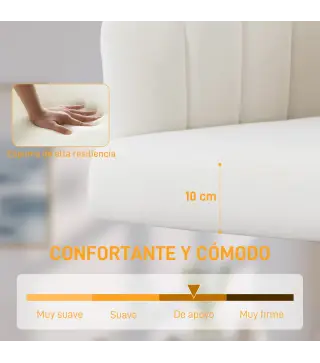 Silla de Oficina con Ruedas de Terciopelo con Respaldo Acolchado Altura Ajustable Espuma Alta Resiliencia Crema