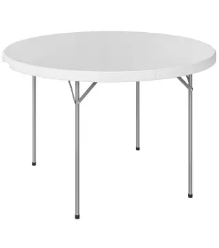 Mesa Plegable Camping 120x120x74 cm Mesa Plegable Portátil con Encimera de HDPE Almohadillas Antideslizantes Blanco