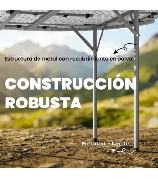 Mesa Plegable Camping 120x120x74 cm Mesa Plegable Portátil con Encimera de HDPE Almohadillas Antideslizantes Blanco