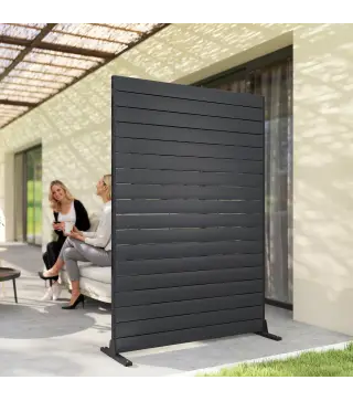 Biombo de 6 Paneles de HDPE 120x174 cm Biombo Separador de Ambientes con Soporte Aspecto de Vetas de Madera Negro