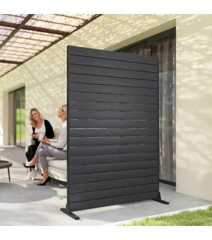Biombo de 6 Paneles de HDPE 120x174 cm Biombo Separador de Ambientes con Soporte Aspecto de Vetas de Madera Negro