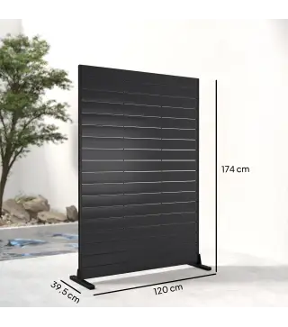 Biombo de 6 Paneles de HDPE 120x174 cm Biombo Separador de Ambientes con Soporte Aspecto de Vetas de Madera Negro
