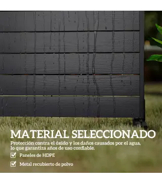 Biombo de 6 Paneles de HDPE 120x174 cm Biombo Separador de Ambientes con Soporte Aspecto de Vetas de Madera Negro