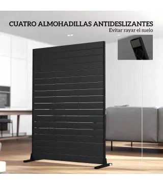 Biombo de 6 Paneles de HDPE 120x174 cm Biombo Separador de Ambientes con Soporte Aspecto de Vetas de Madera Negro