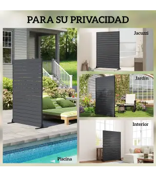 Biombo de 6 Paneles de HDPE 120x174 cm Biombo Separador de Ambientes con Soporte Aspecto de Vetas de Madera Negro