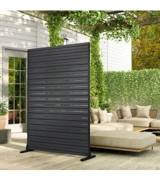 Biombo de 6 Paneles de HDPE 120x174 cm Biombo Separador de Ambientes con Soporte Aspecto de Vetas de Madera Negro