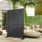 Biombo de 6 Paneles de HDPE 120x174 cm Biombo Separador de Ambientes con Soporte Aspecto de Vetas de Madera Negro