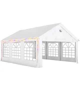 Carpa para Fiestas 4x6 m Carpa de Jardín con Paredes Extraíbles 2 Puertas y Ventanas UPF30+ para Boda Camping Blanco