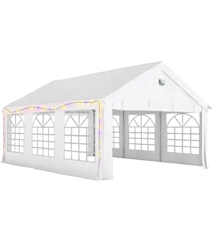 Carpa para Fiestas 4x6 m Carpa de Jardín con Paredes Extraíbles 2 Puertas y Ventanas UPF30+ para Boda Camping Blanco