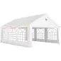 Carpa para Fiestas 4x6 m Carpa de Jardín con Luces LED Paredes Extraíbles 2 Puertas y Ventanas UPF30+ para Boda Blanco