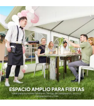 Carpa para Fiestas 4x6 m Carpa de Jardín con Paredes Extraíbles 2 Puertas y Ventanas UPF30+ para Boda Camping Blanco