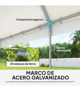 Carpa para Fiestas 4x6 m Carpa de Jardín con Paredes Extraíbles 2 Puertas y Ventanas UPF30+ para Boda Camping Blanco