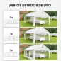 Carpa para Fiestas 4x6 m Carpa de Jardín con Luces LED Paredes Extraíbles 2 Puertas y Ventanas UPF30+ para Boda Blanco