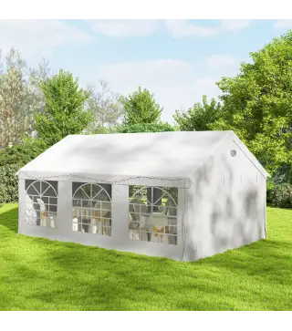 Carpa para Fiestas 4x6 m Carpa de Jardín con Paredes Extraíbles 2 Puertas y Ventanas UPF30+ para Boda Camping Blanco