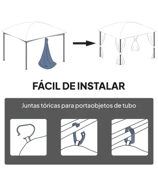 4 Paredes Laterales para Cenador 3x3 m Laterales de Carpa con 8 Ventanas Protección UV 30+ Impermeable Gris Claro